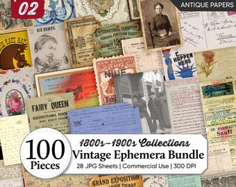 Vintage Ephemera Paper Bundle | Antique Papers, Old Photos & Documents | 1800s–1900s Collection | Junk Journal Printables | Digital Download