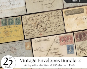 Vintage Umschläge | Antike Handgeschriebene Postsammlung | Junk Journal Ephemera Paket | Historisches Briefbündel | Alte Welt Bundle-2