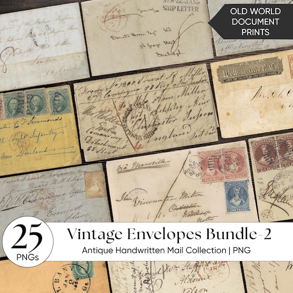 Vintage Envelopes | Antique Handwritten Mail Collection | Junk Journal Ephemera Pack | Historical Correspondence Bundle | Old World Bundle-2