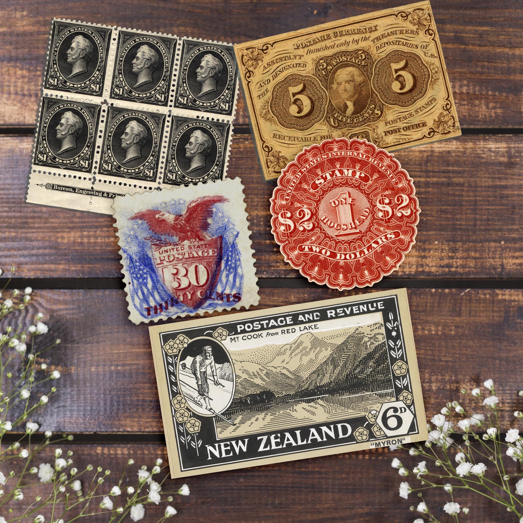 Vintage Postage Stamps Ephemera Printable – Antique Stamp Clipart PNG ...