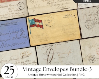 Vintage Envelopes | Antique Handwritten Mail Collection | Junk Journal Ephemera Pack | Historical Correspondence Bundle | Old World Bundle-3