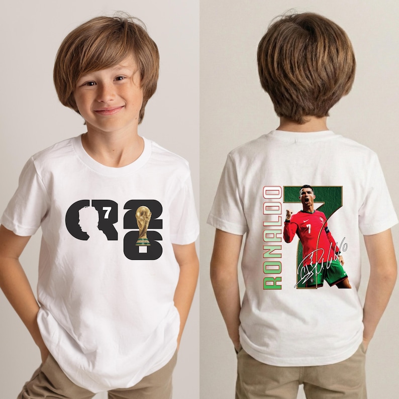 Cristiano Ronaldo Kids T-Shirt, CR7 Portugal Soccer Jersey, Youth Football Fan Apparel image 4