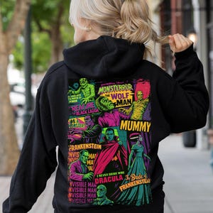 Big Print Universal Monsters Sweatshirt,Retro Halloween Monsters Hoodie, Vintage Horror, Spooky Season Shirt, Universal Monsters Fall Tee