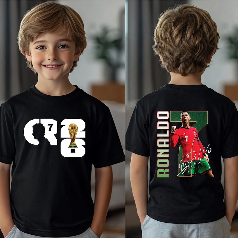 Cristiano Ronaldo Kids T-Shirt, CR7 Portugal Soccer Jersey, Youth Football Fan Apparel image 6