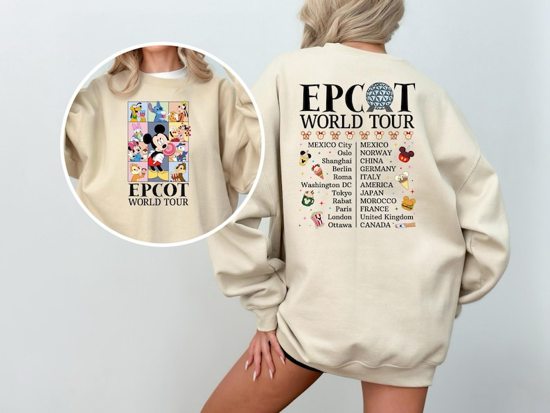 Sudadera de Disney Epcot World, sudadera de Epcot World, sudadera con capucha para viajes a Disney, camiseta de Disneyland, sudadera con capucha para vacaciones familiares en Disney, camiseta de viajes a Disney imagen 1