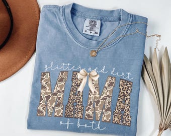 Camiseta Glitter and Dirt Mama of Both Comfort Colors®, Camiseta Leopard Mama, Camiseta Linda Mamá