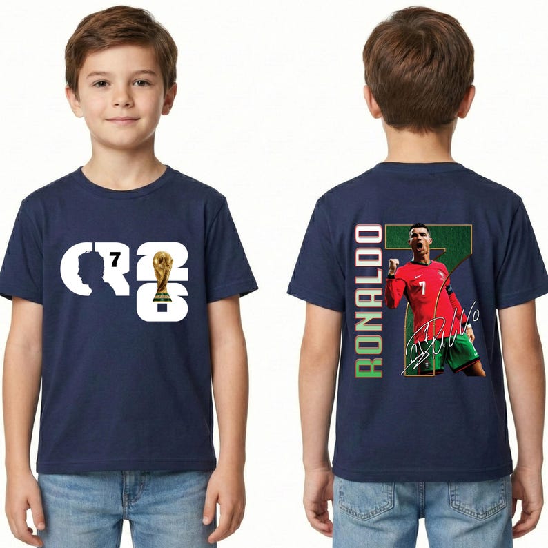Cristiano Ronaldo Kids T-Shirt, CR7 Portugal Soccer Jersey, Youth Football Fan Apparel image 3