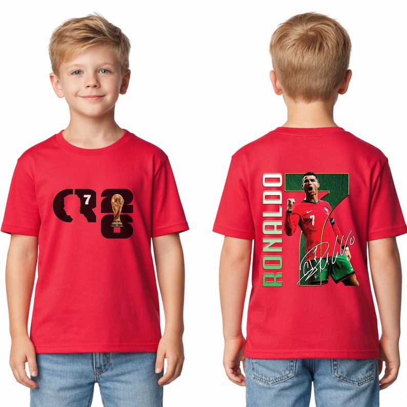 Cristiano Ronaldo Kids T-Shirt, CR7 Portugal Soccer Jersey, Youth Football Fan Apparel image 5