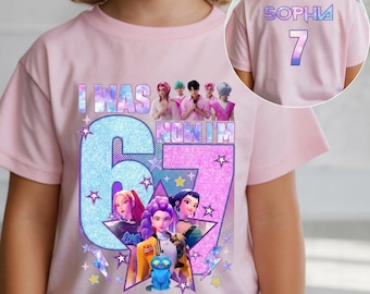 Camiseta personalizada "Tenía 6 años, ahora tengo 7" para cumpleaños, cumpleaños de seis o siete años, niña de 7 años