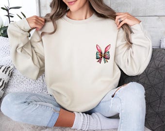 Sudadera Coquette de Conejito de Pascua con Lazo (Tallas Unisex)