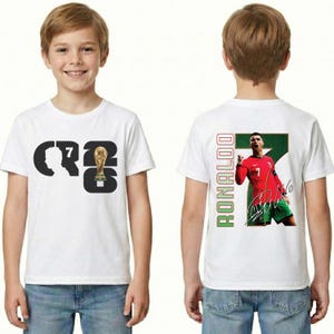 Cristiano Ronaldo Kids T-Shirt, CR7 Portugal Soccer Jersey, Youth Football Fan Apparel image 2