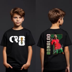 Cristiano Ronaldo Kids T-Shirt, CR7 Portugal Soccer Jersey, Youth Football Fan Apparel image 1