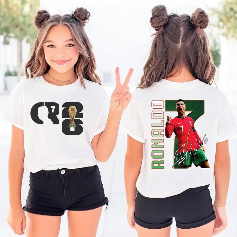Cristiano Ronaldo Kids T-Shirt, CR7 Portugal Soccer Jersey, Youth Football Fan Apparel image 7