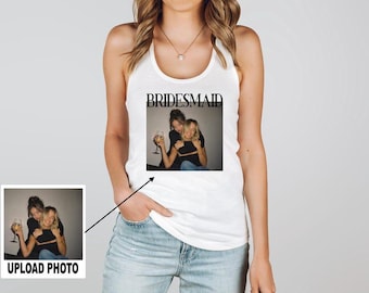 Custom Photo Bridesmaid Tank Top, Bachelorette Party Tee, Personalized Team Bride, Bridal Shower Top