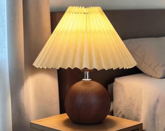 Lampada da tavolo plissettata con paralume in tessuto, lampada da comodino effetto ceramica, lampada da comodino in stile giapponese, lampada per cameretta bambini, decorazione per la casa, 3 colori di luce