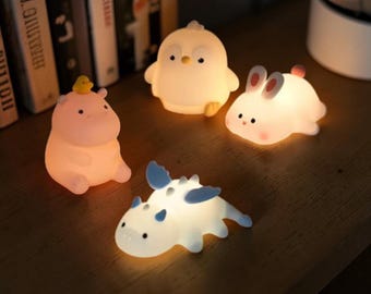 Simpatica luce notturna in silicone a forma di animale – Lampada per cameretta con sensore tattile – Luce da comodino ricaricabile con timer – Luce notturna soffusa per bambini