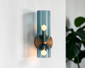 Lampada da parete nordica in vetro – Applique minimalista in metallo – Lampada da parete moderna a LED – Lampada da comodino scandinava – Illuminazione per soggiorno e corridoio