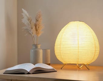 Lanterna di carta giapponese con LED – Lanterna minimalista Wabi Sabi realizzata a mano per la camera da letto