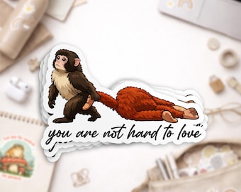 Punch The Monkey Sticker, Cute Sad Abandoned Monkey Animal Lover Inspirational Self Love Waterproof Vinyl Stickers for Laptop, Water Bottle