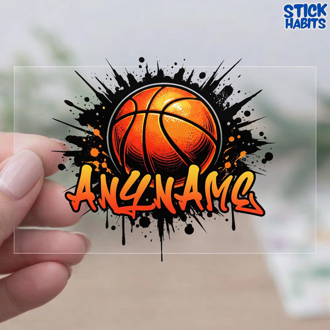Custom Basketball Name Transparent Sticker, Personalized Basketball ...