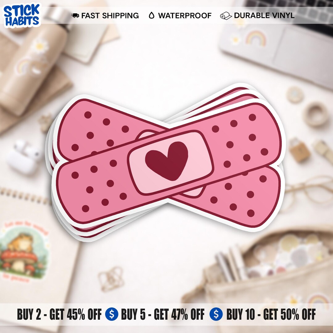 Cute Pink Heart Band Aid Sticker, Funny Nurse Bandage Medical ...