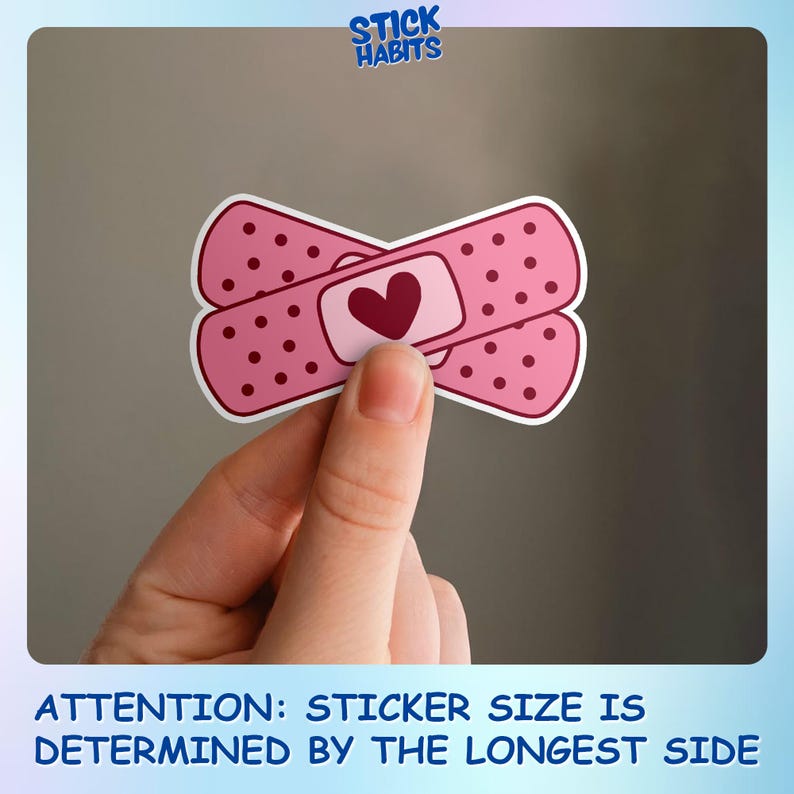 Pink Bandage Sticker Cute Pink Heart Band Aid Sticker, Funny Nurse Bandage Medical ...
