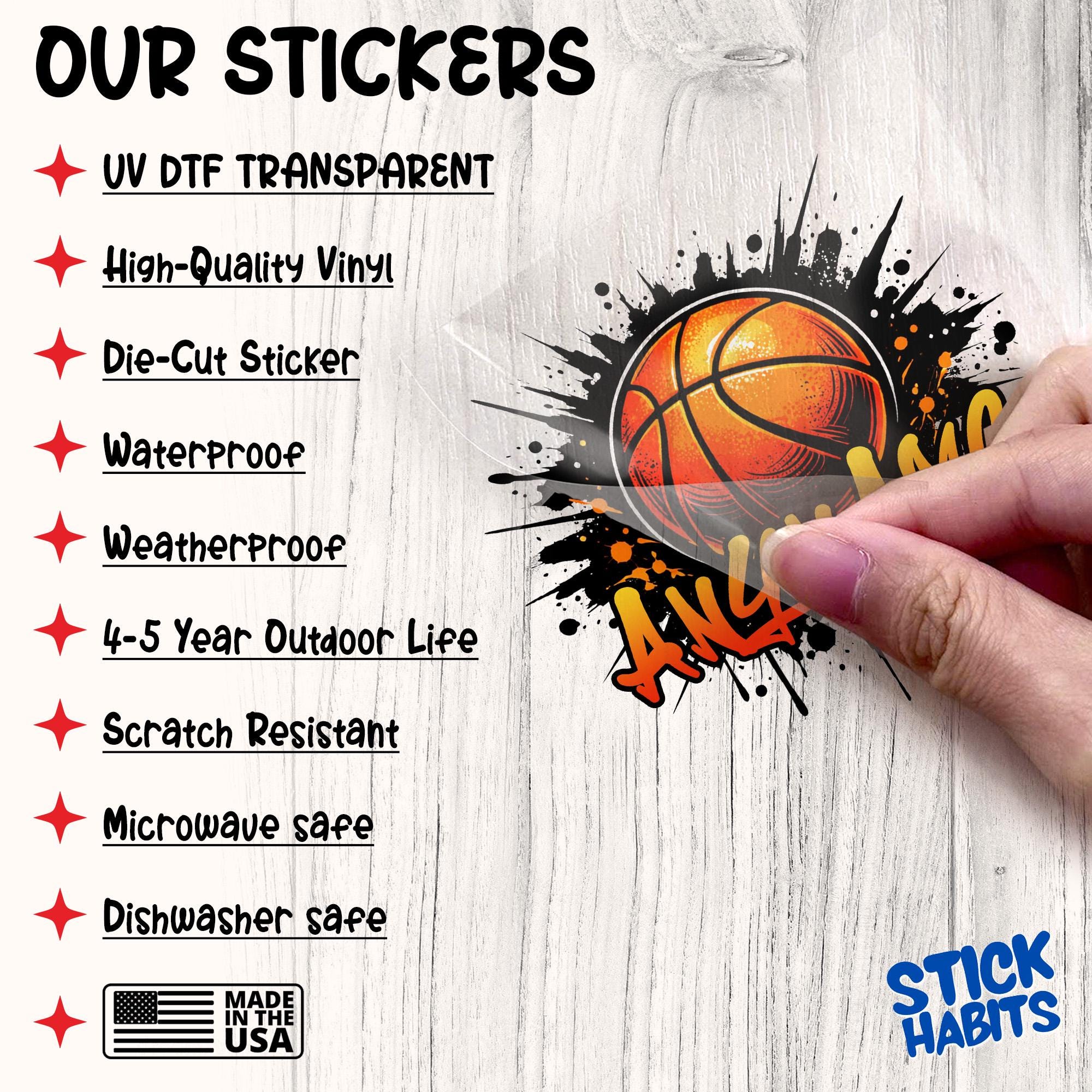 Custom Basketball Name Transparent Sticker, Personalized Basketball ...