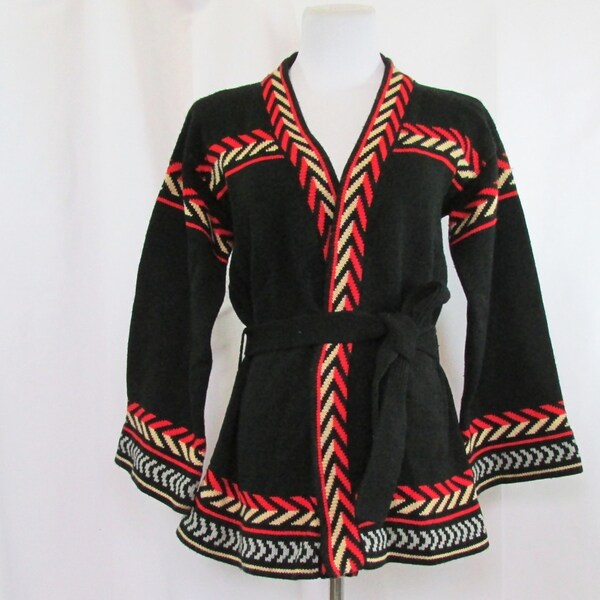 Vintage 70s Sweater // Vintage 70s Cardigan // Vintage Black Sweater M