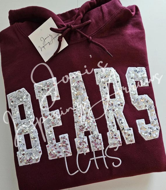 Custom Sequin Varsity Sweatshirt, Personalized School Spirit Game Day Wear