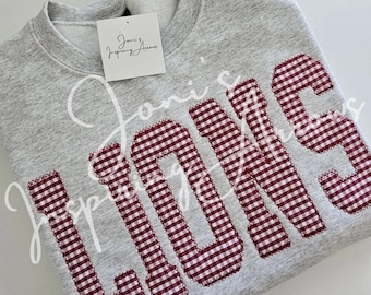 Custom Embroidered Gingham Sweatshirt, Personalized Game Day Style Crewneck