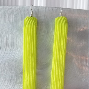 Neon fringe earrings, neon shoulder dusters, 80&#39;s , neon earrings, neon long earrings, neon fringe earrings, neon long earrings, neon green