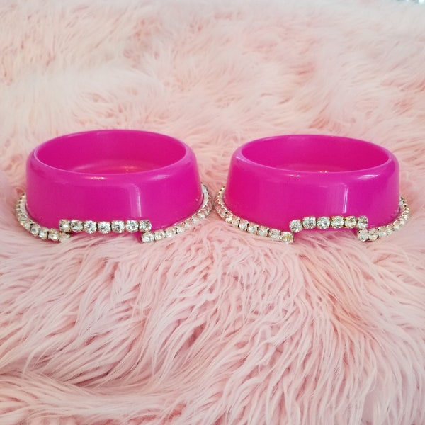 Pink rhinestone bling pet bowls, pink pet bowls, glam pet bowls, pink pet bowl, rhinestone pet bowls, cat bowls, dog bowls, bling pet bowl