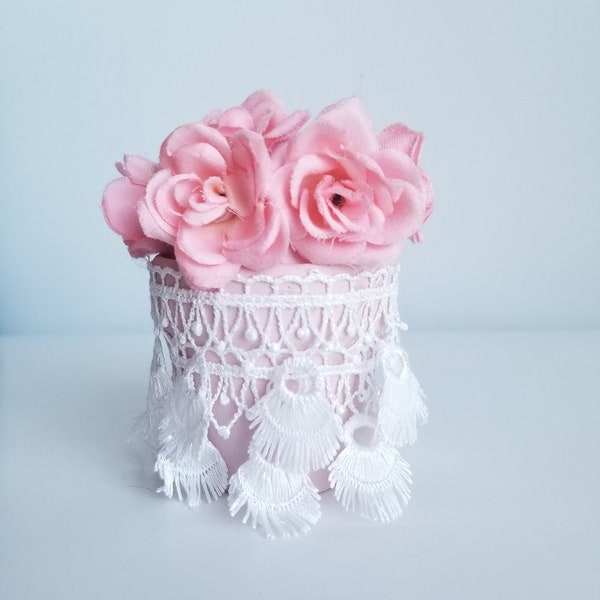 Shabby chic flower pot, shabby chic planter, pink succulent pot, pink flower pot, blush pink decor, nursery decor, spring flower pot