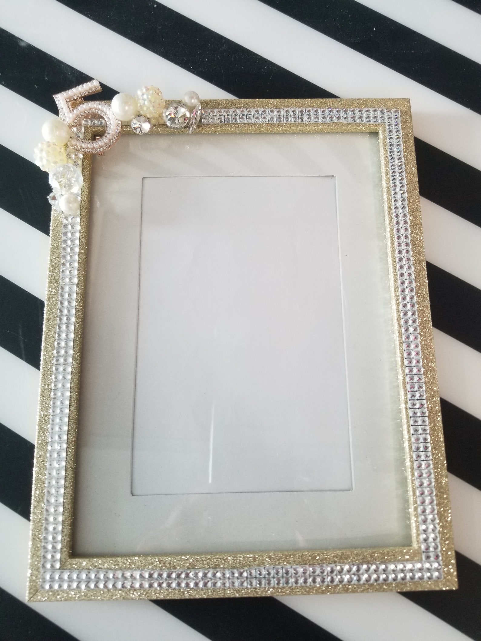 Gold bling picture frame gold rhinestone picture frame glam Etsy.de