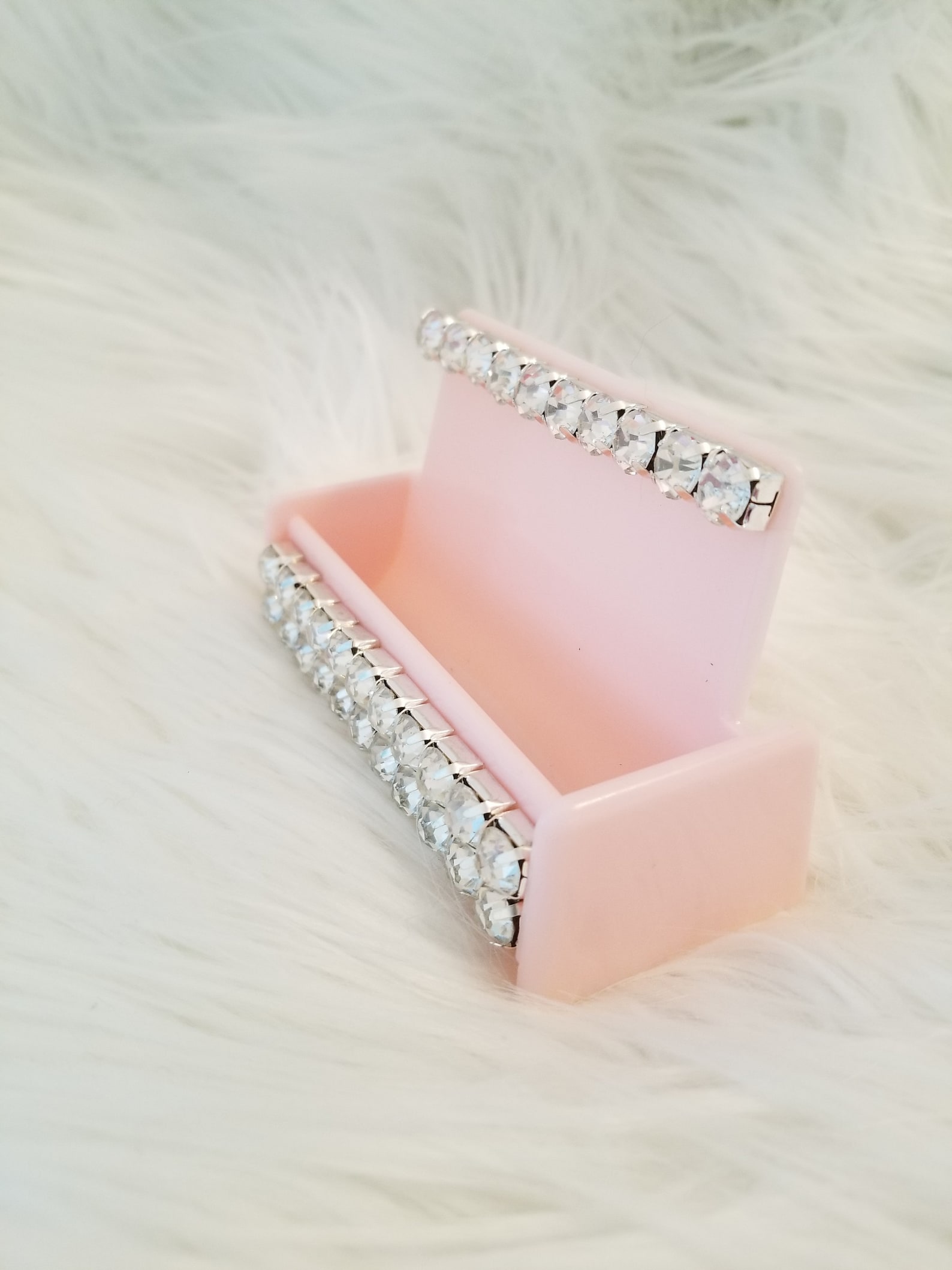 Pink Rhinestone Business Card Holder, Pink Bling Card Holder, Hairstylist Gift, Bling Business