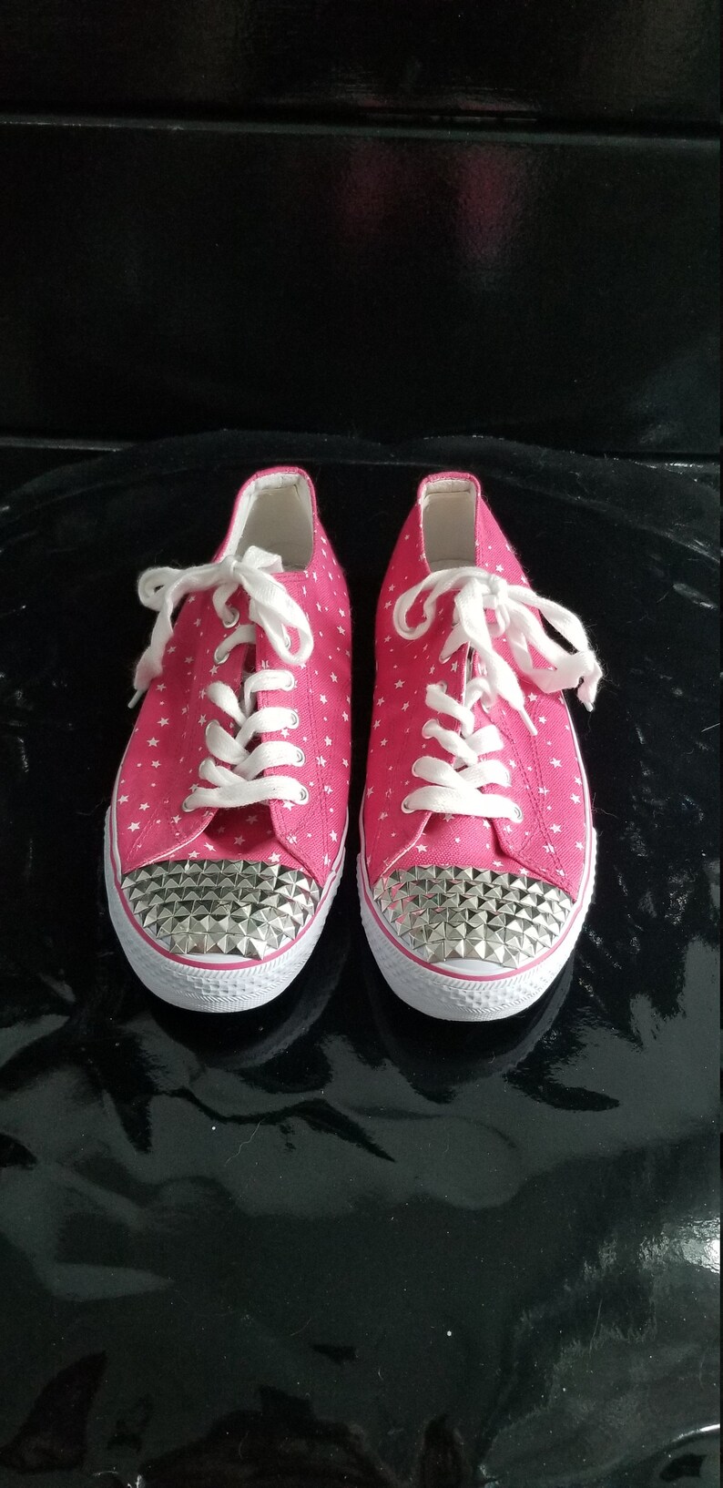 pink studded shoes