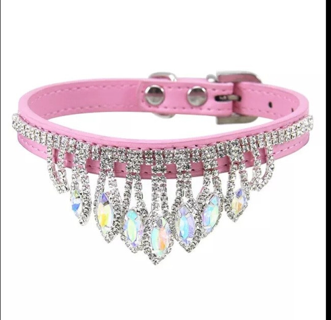 Pink Rhinestone Pet Collar, Pink Bling Pet Collar, Pampered Pet, Pink