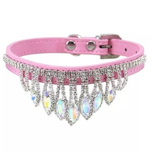 Pink rhinestone pet collar, pink bling pet collar, pampered pet, Pink rhinestone cat collar. Pink rhinestone dog collar, spoiled pet, pink