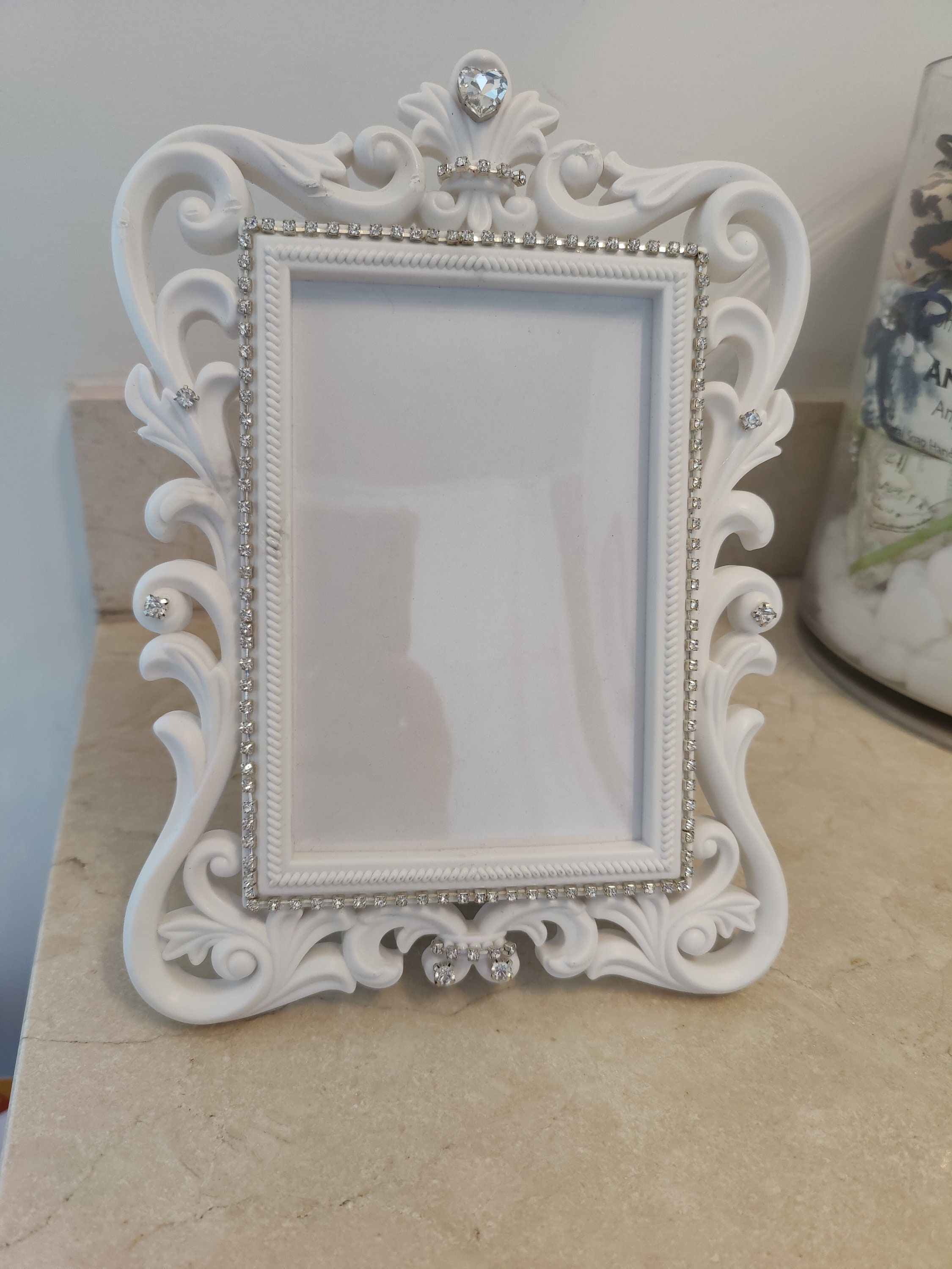 White Baroque Frame, White Bling Picture Frame, White Baroque Photo Frame, Wedding Picture Frame