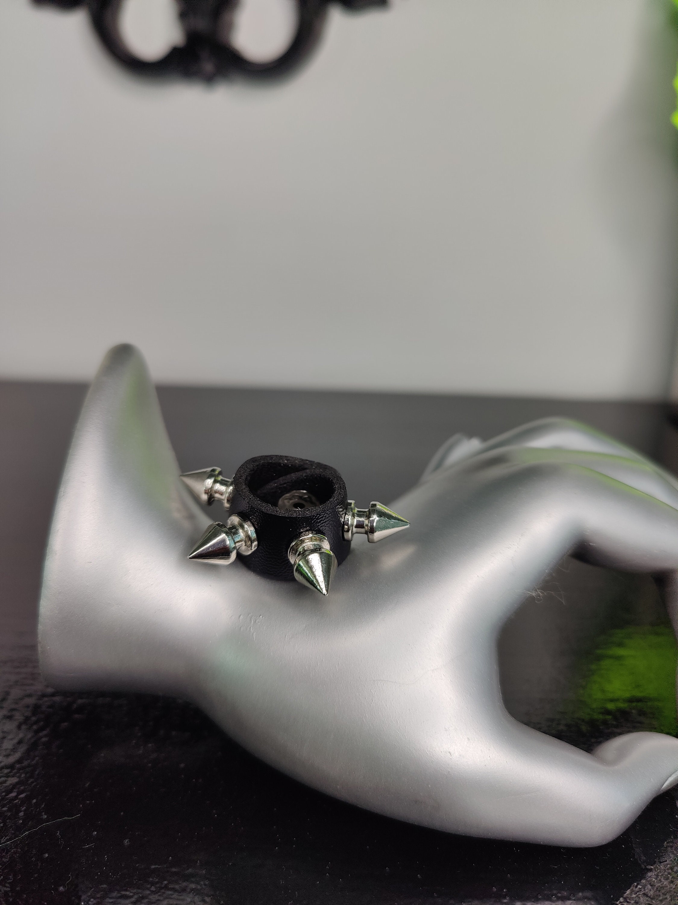 Emo Boy Rings Black Punk Spiked Ring, Black Goth Spiked Ring, Black Leather Punk Rock ...
