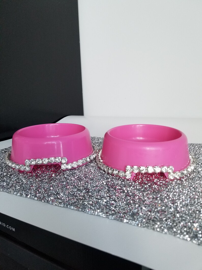 Pink Rhinestone Bling Pet Bowls Pink Pet Bowls Bling Pet Etsy