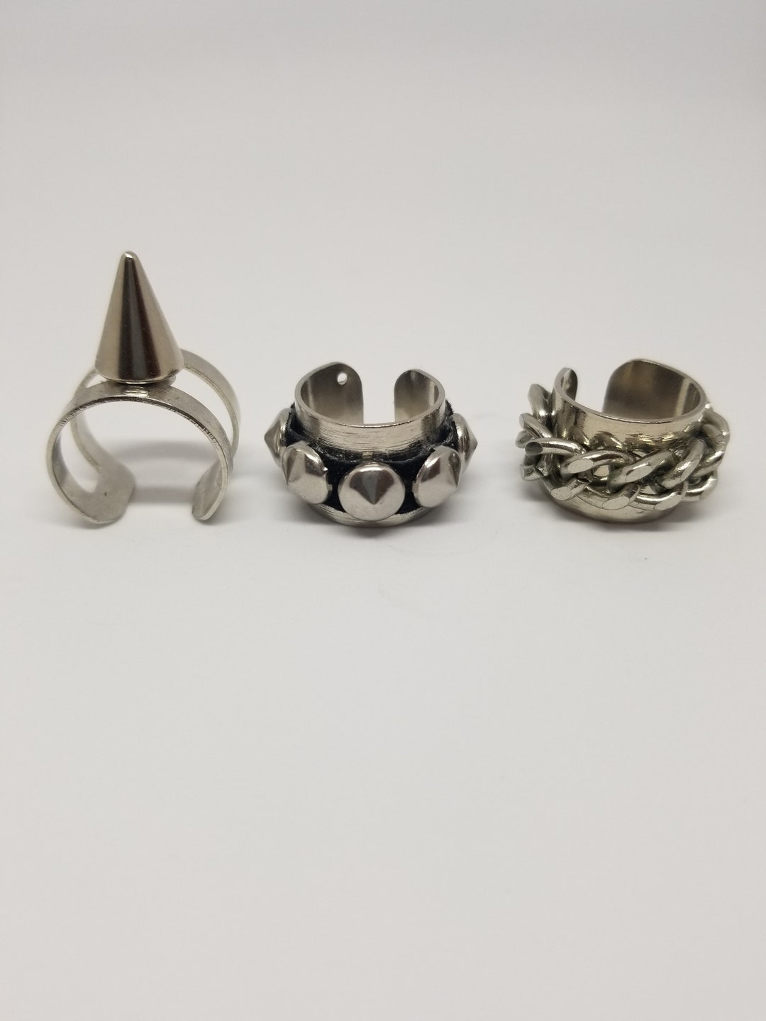 Silver Rings Punk Punk Studded Ring, Silver Punk Ring, Unisex Rings, Ring Set, Silver ...