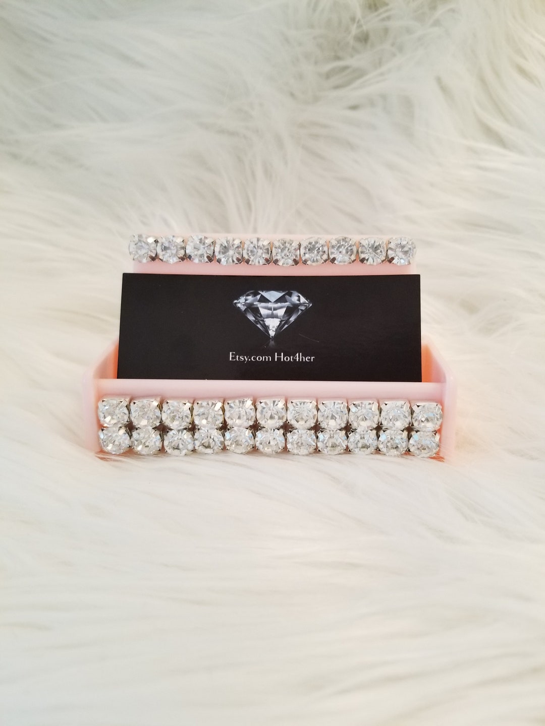 Pink Rhinestone Business Card Holder, Pink Bling Card Holder, Hairstylist Gift, Bling Business