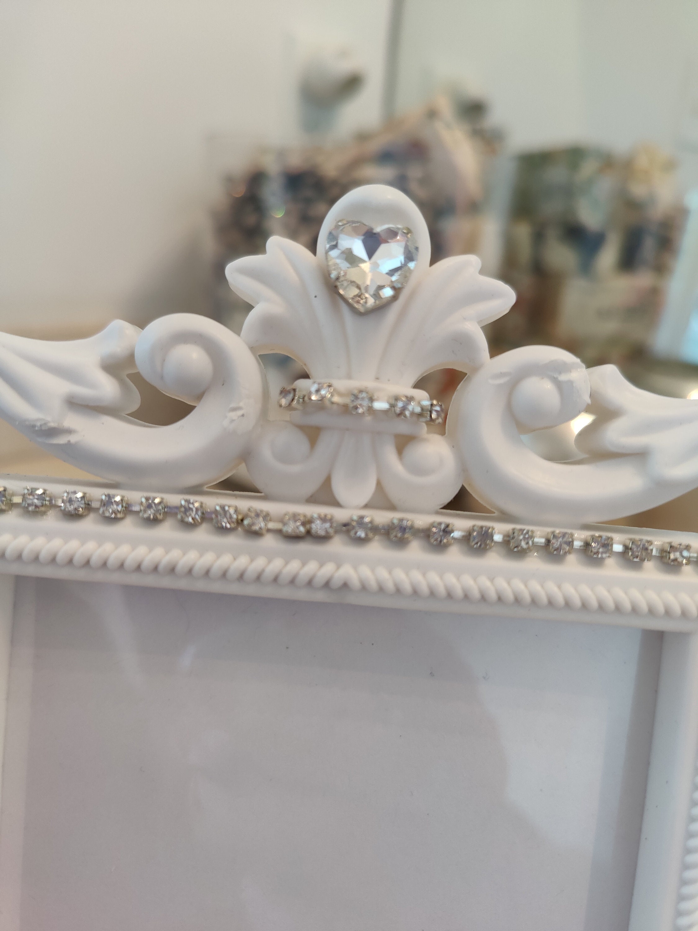 White Baroque Frame, White Bling Picture Frame, White Baroque Photo Frame, Wedding Picture Frame