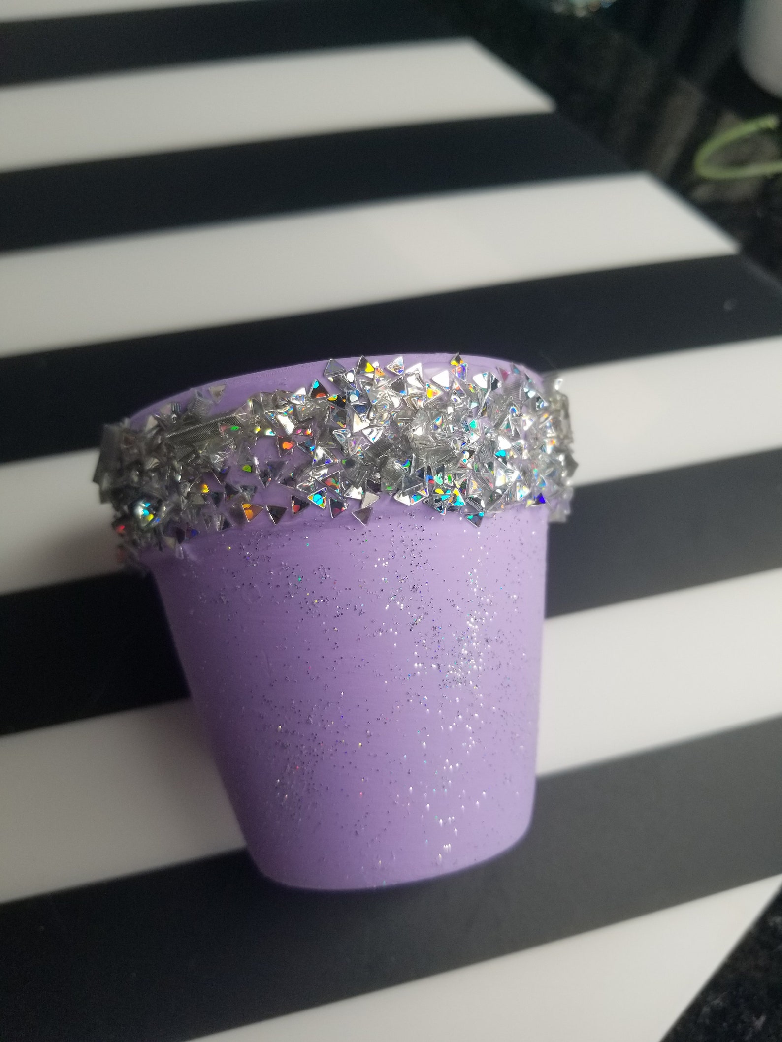 Purple Bling Flower Pot, Bling Flower Pot, Bling Succulent Pot, Bling