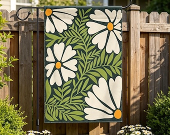Matisse Style Floral Garden Flag, Boho Flower Yard Decor