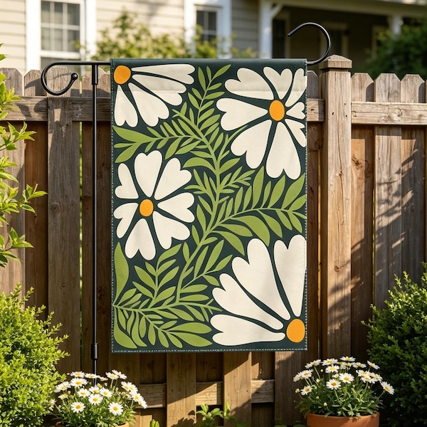 Matisse Style Floral Garden Flag, Boho Flower Yard Decor