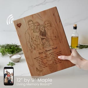 Toque este tablero para ver recuerdos: tablero de memoria viviente de arce original personalizado con chip programable