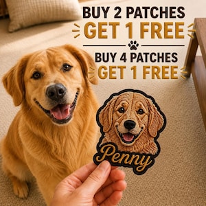 Custom Embroidered Patch From Photo, Personalized Pet Patch, Custom Dog Portrait Patch, Iron On Embroidered Patch, Custom Logo Patch