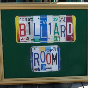 BILLIARD ROOM custom recycled license plate wall art sign by LICENSE2SPELL image 2